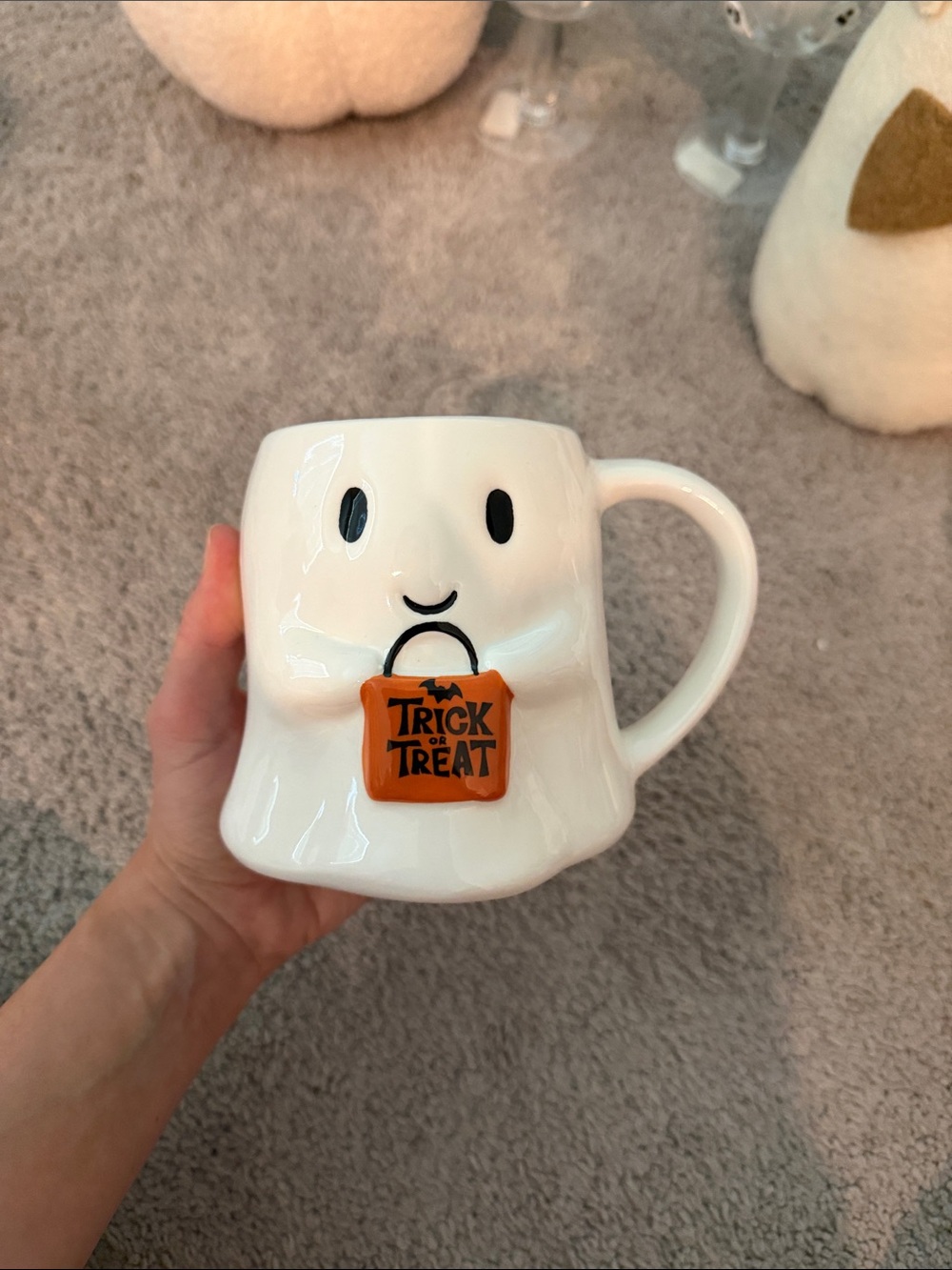 White Ghost 'Trick or Treat' Ceramic Mug